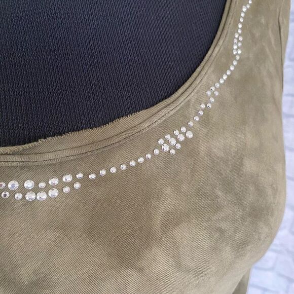 Express green women S tie dye Longsleeve scoopneck top w/beading - Picture 4 of 10